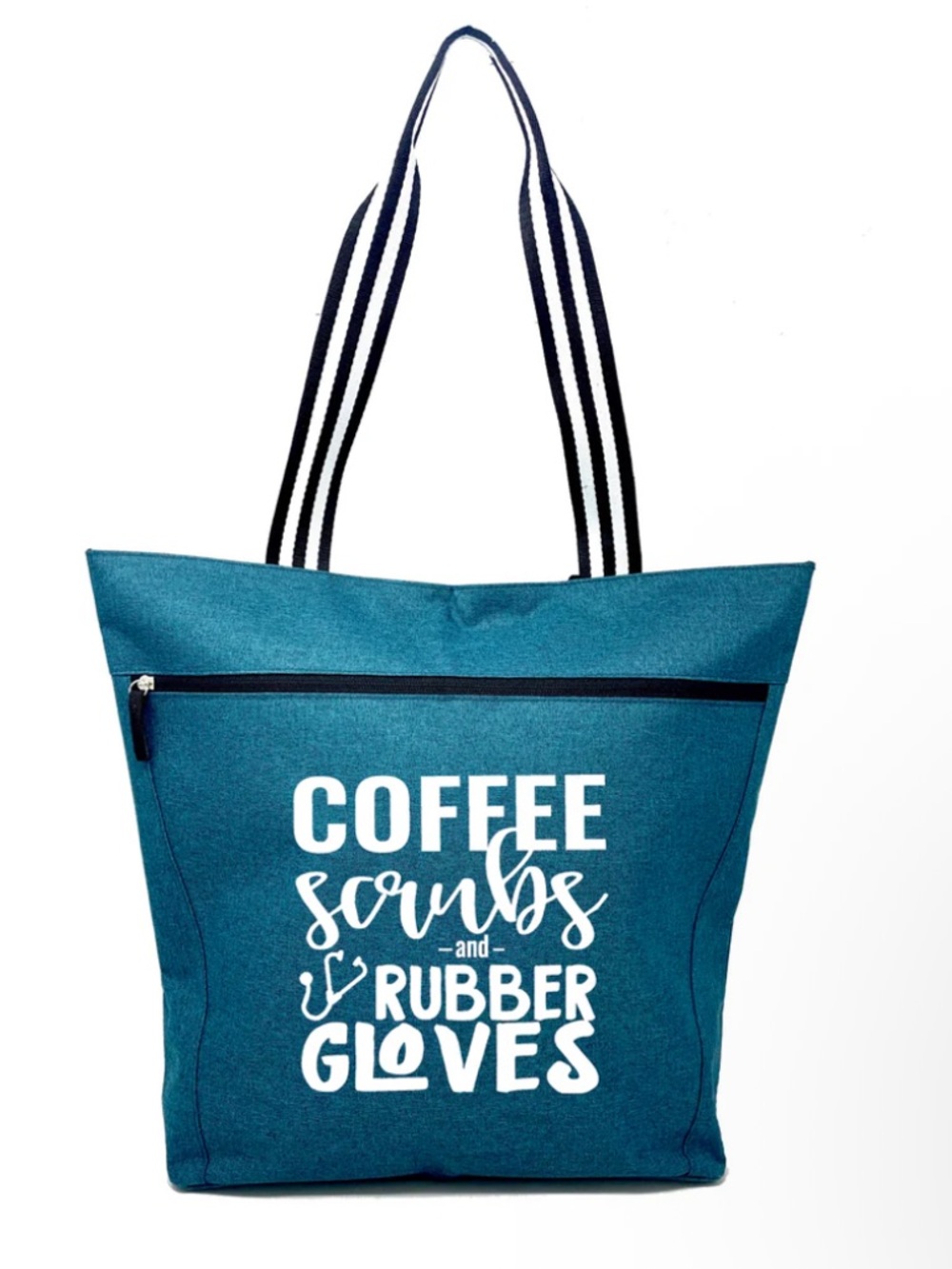 Coffee, Scrubs & Rubber Gloves Lexie Teal Tote Bag Medical Workers Nurse Doctor